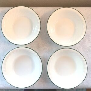 Corelle Green Ivy 4 Bowls Set 7.25" White Green Good Swirl Vitrelle Replacement